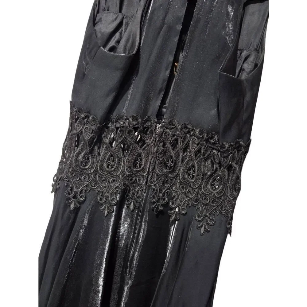 Susan Roselli For Vijack Metallic Black Formal Lace Dress Women Size 12 Vintage - Picture 4 of 12